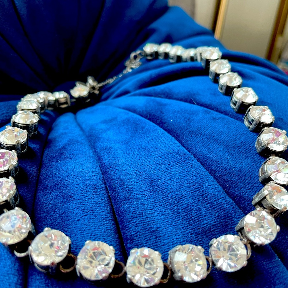 JCREW Swarovski crystal dot statement necklace.